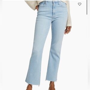 Mother The Hustler Ankle Fray Jeans Women 23 Blue Mid Rise Medium Wash Stretch